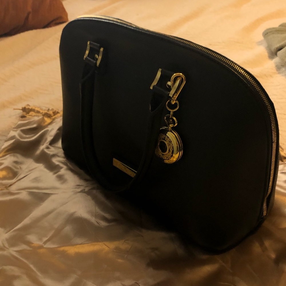 NWOT Joy & Iman Genuine Black Leather Handbag - Picture 5 of 7